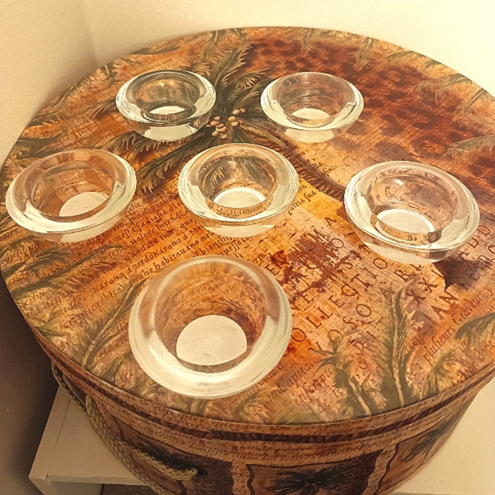 Bunch Of Six Thick Glass Candle Holders